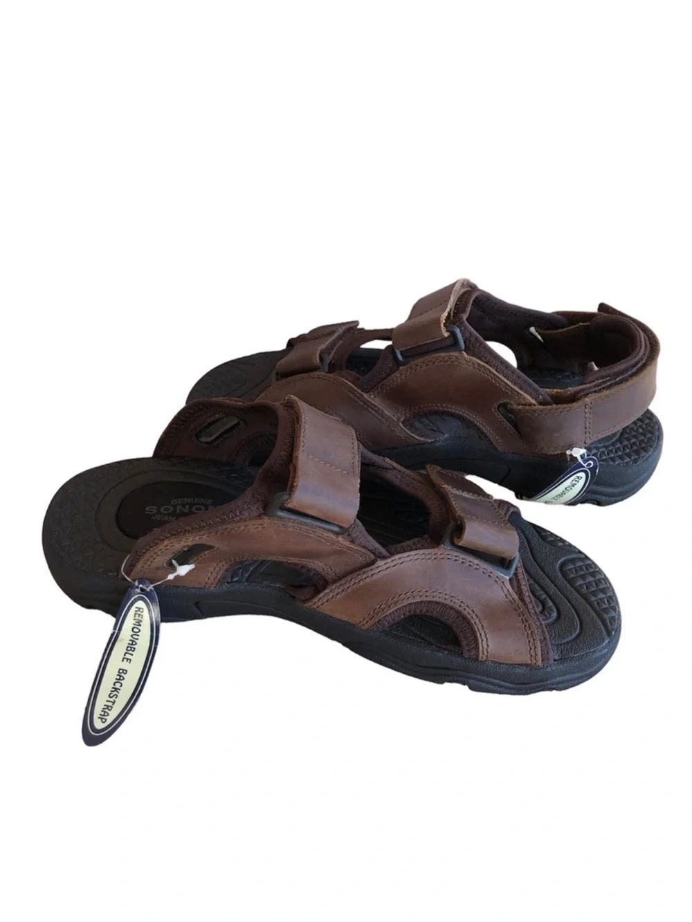 Sonoma Genuine Leather Stingray Removable Back Strap Brown Adjustable Sandals 7‎
